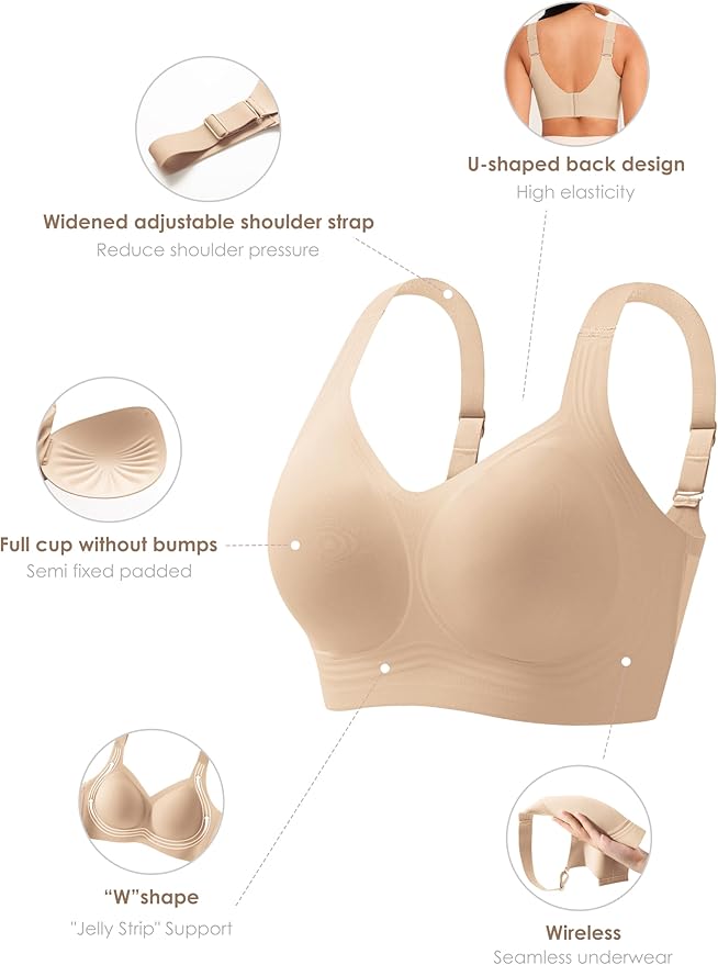 Jouica Sujetadores sin Aros para Mujer Brasier sin Aros para Todos los días Brasier cómodos sin Aros y con Relleno